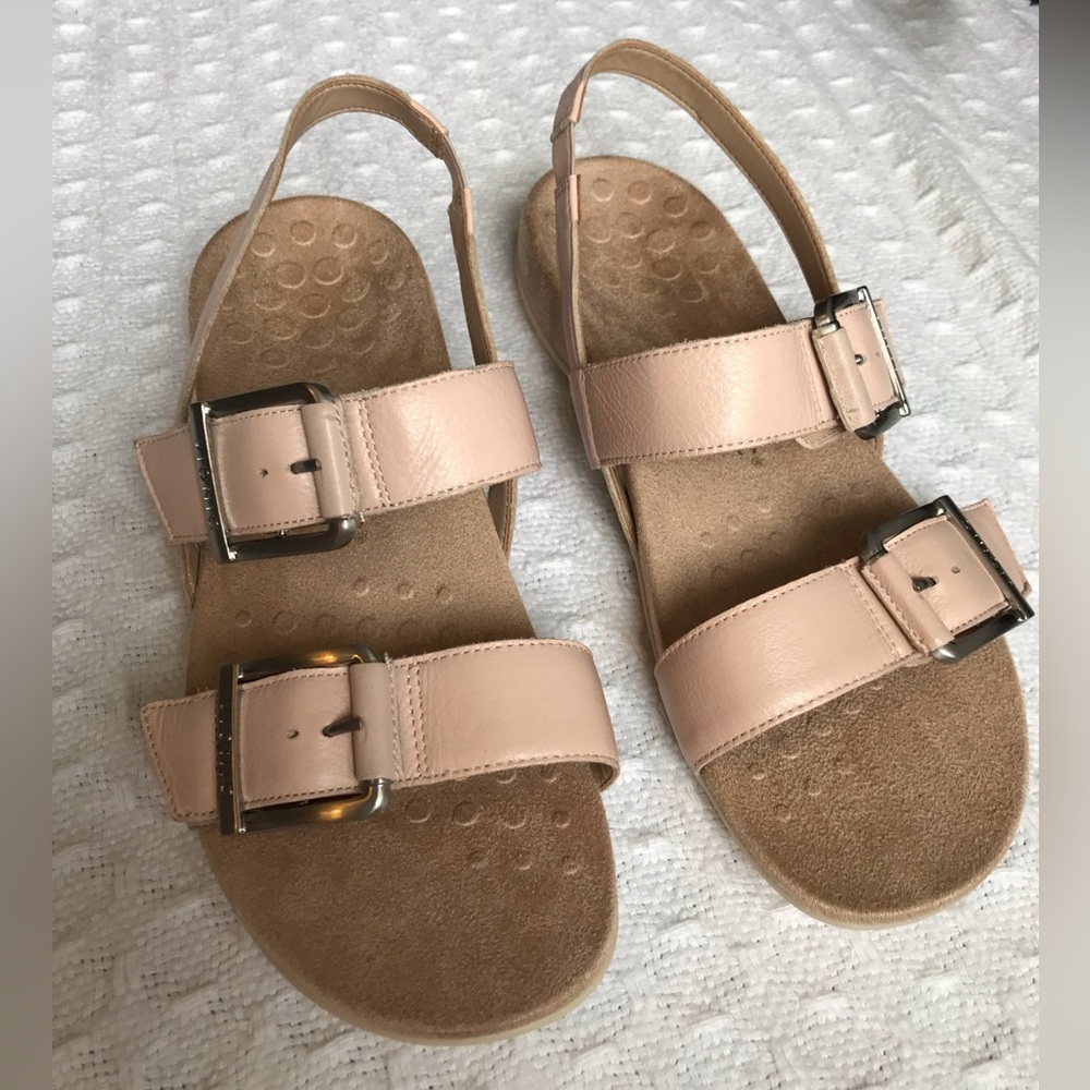Women's Vionic Reese Leather Sandals Pink sz 10 Comfort Walking Velcro Straps